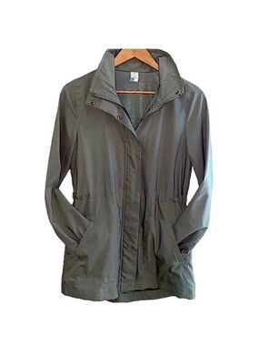 Lightweight military style Jacket. Green drawstring waist.